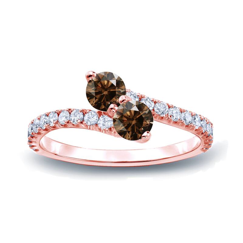 Auriya Round 2-Stone Brown Diamond Engagement Ring 1/2ct TDW 14k Gold