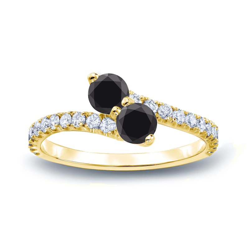 Auriya Round 2-Stone Black Diamond Engagement Ring 1/2ct TDW 14k Gold