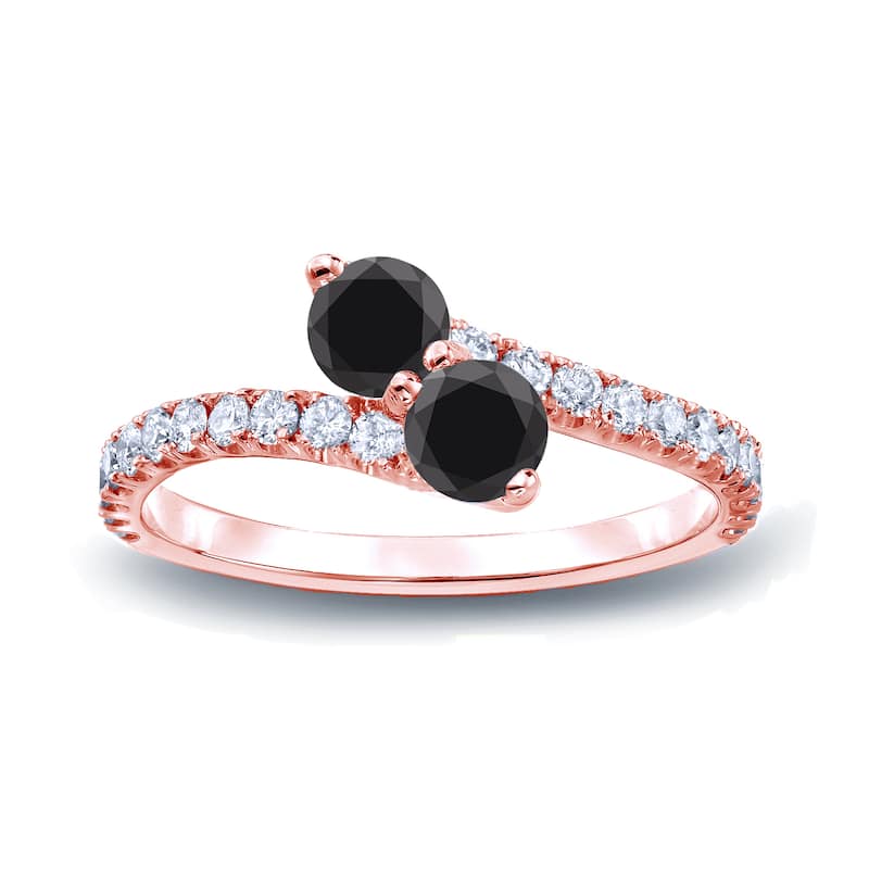 Auriya Round 2-Stone Black Diamond Engagement Ring 1/2ct TDW 14k Gold