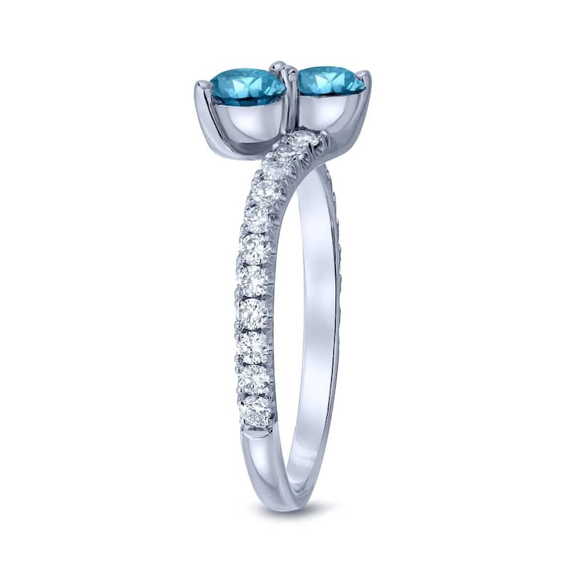 Auriya 14k Gold 1/2 carat TW 2-Stone Blue Diamond Engagement Ring