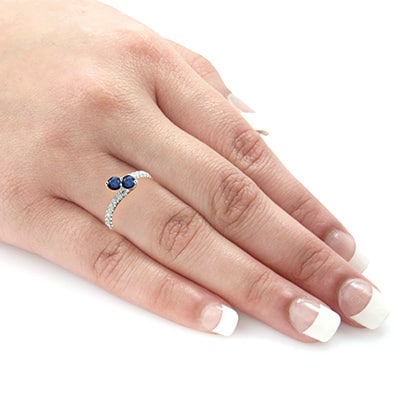 Auriya 1/4ct Blue Sapphire and 1/4cttw 2-Stone Diamond Ring 14K Gold (H-I, I1-I2)