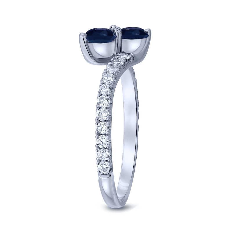 Auriya 1/4ct Blue Sapphire and 1/4cttw 2-Stone Diamond Ring 14K Gold (H-I, I1-I2)
