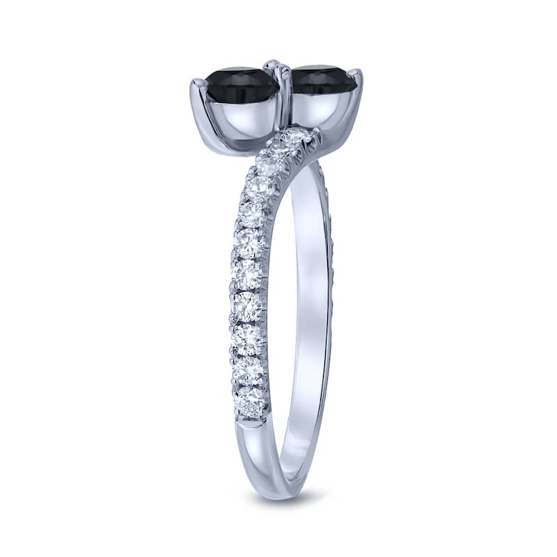 Auriya 14k Gold 3/4ctw 2-Stone Black Diamond Engagement Ring