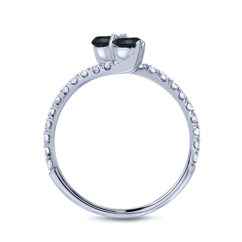 Auriya 14k Gold 3/4ctw 2-Stone Black Diamond Engagement Ring