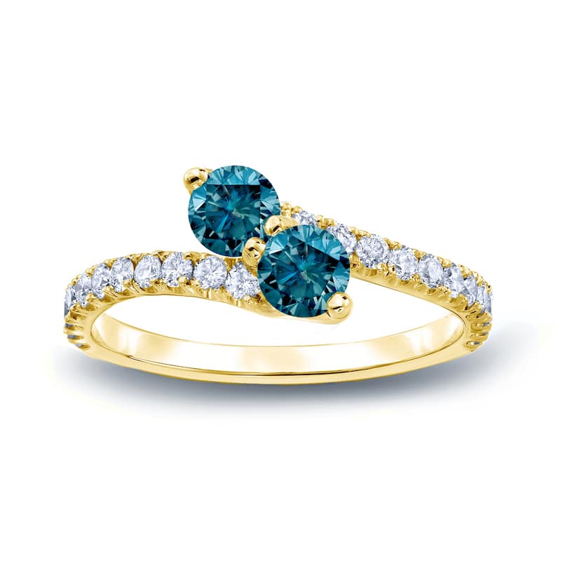 Auriya 14k Gold 3/4ctw Two-stone Blue Diamond Engagement Ring (H-I, I1-I2)