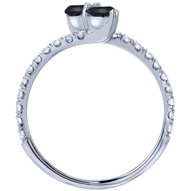 Auriya 14k Gold 1 1/2ctw 2-Stone Black Diamond Engagement Ring