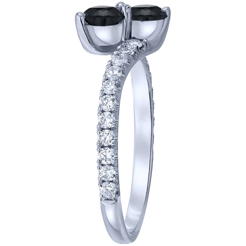 Auriya 14k Gold 1 1/2ctw 2-Stone Black Diamond Engagement Ring