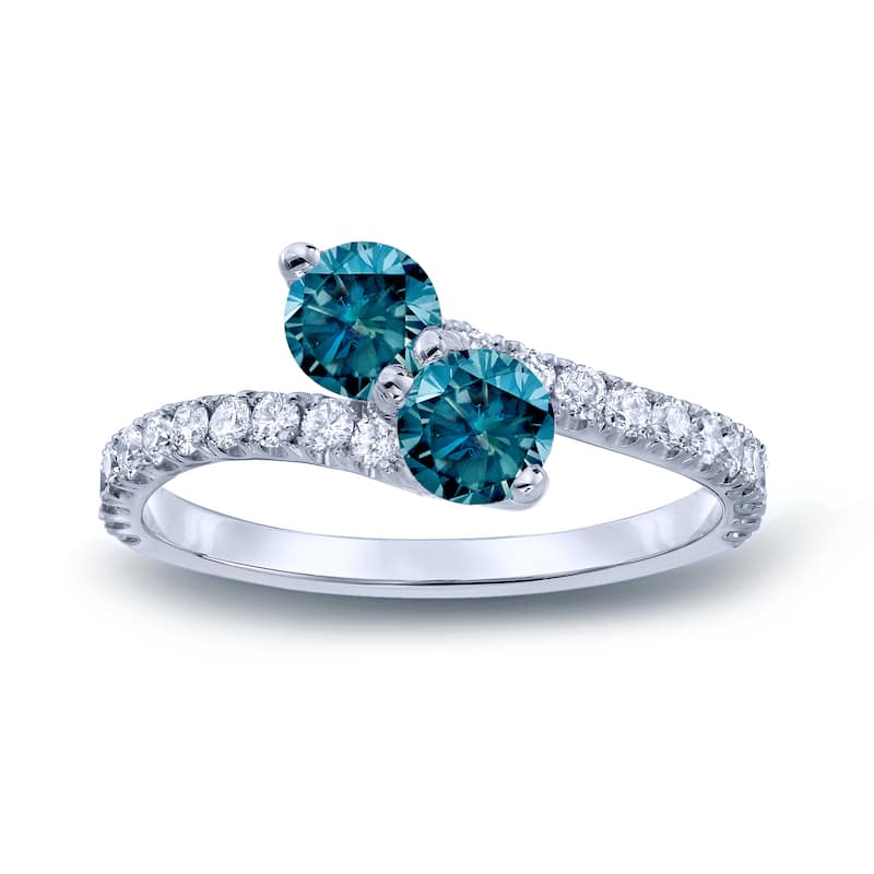 Auriya 1 1/2ctw Round 2-Stone Blue Diamond Engagement Ring 14K Gold