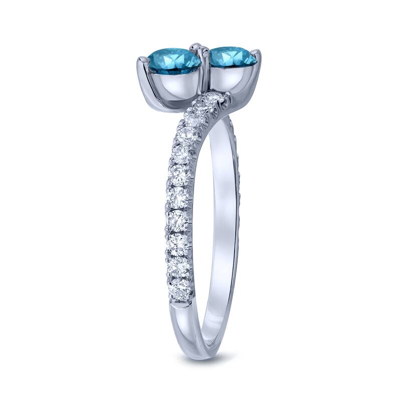 Auriya 1 1/2ctw Round 2-Stone Blue Diamond Engagement Ring 14K Gold