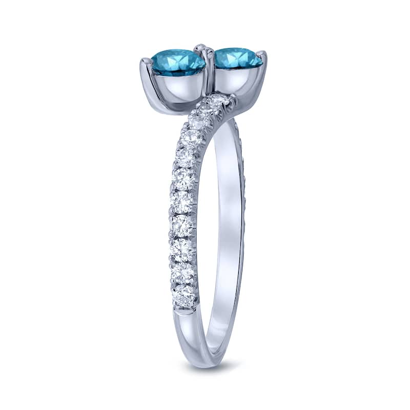 Auriya 14k Gold 2 carat TW 2-stone Blue Diamond Engagement Ring (H-I, I1-I2)