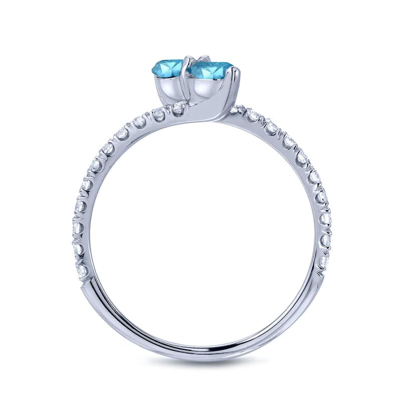 Auriya 14k Gold 2 carat TW 2-stone Blue Diamond Engagement Ring (H-I, I1-I2)