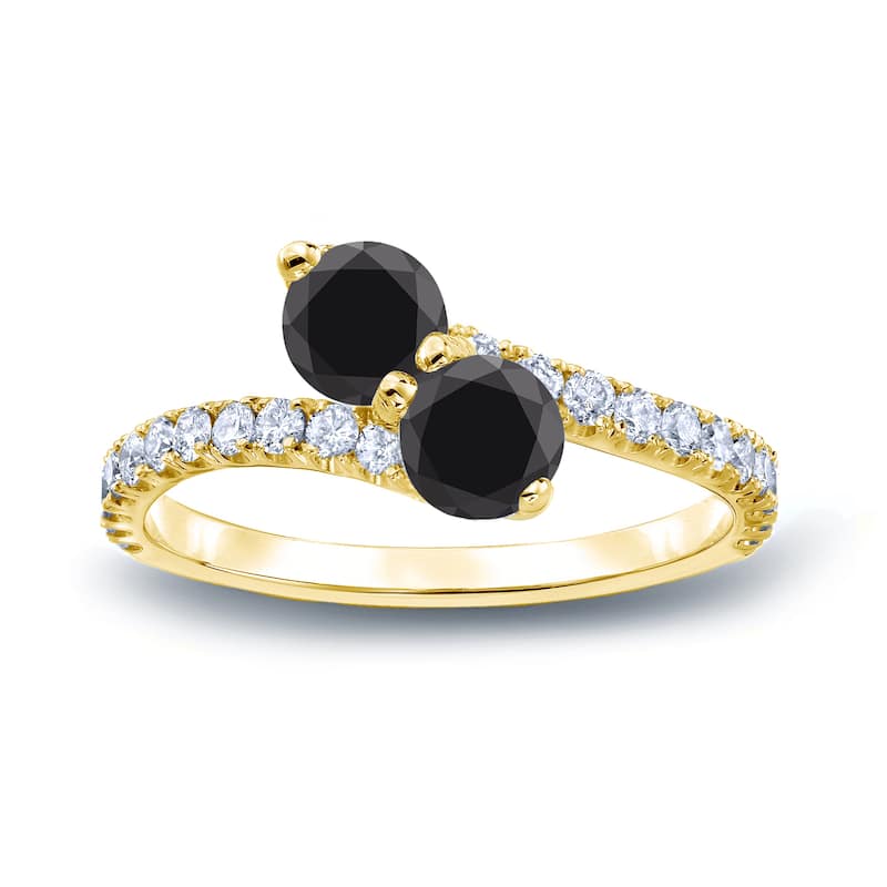 Auriya 14k Gold 2 carat TW 2-stone Black Diamond Engagement Ring