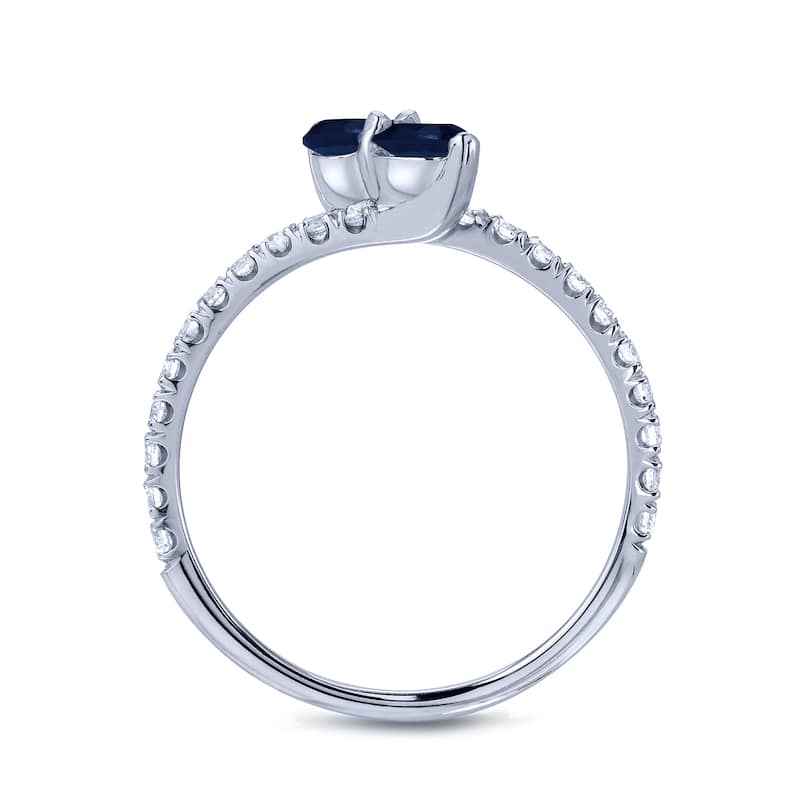 Auriya 1ctw Round 2 Stone Blue Diamond Engagement Ring 14K Gold