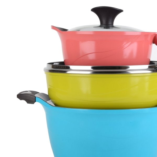 Multicolor Cook N Home 6 Piece Nonstick Ceramic Coating Die Cast Cookware Set