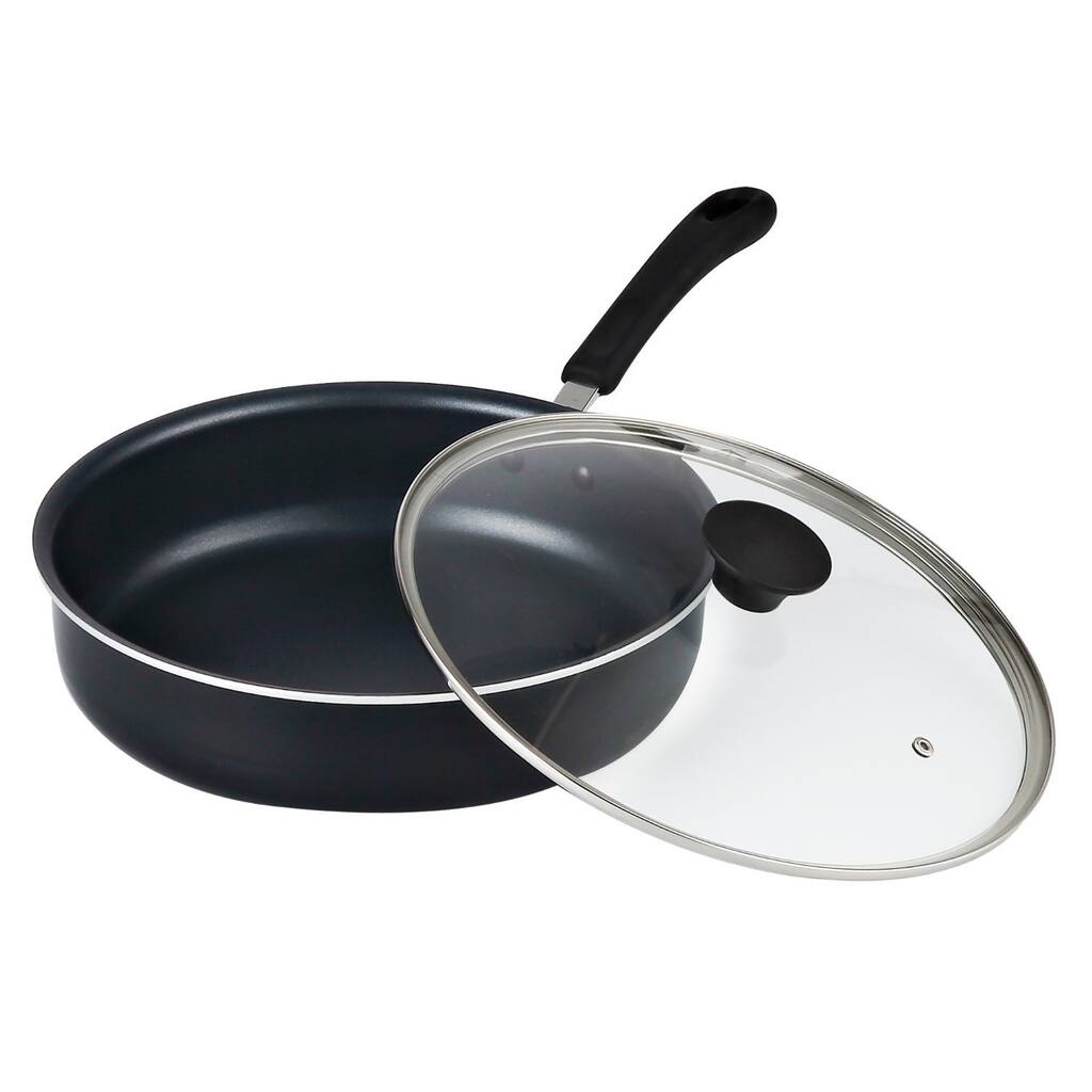 Cook N Home 11-Inch Nonstick Deep Sauté Fry Pan/Jumbo Cooker with Lid, Black