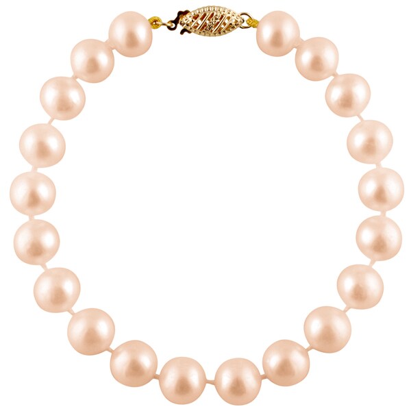 Fashion 2 Rows 6-10mm Real White Cultured Pearl Bracelet 7.5/" 14K Clasp