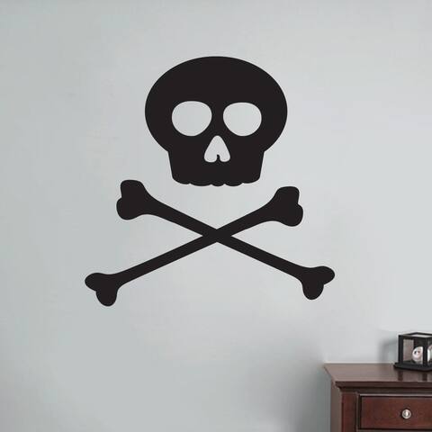 Skull and Crossbones Wall Decal 24 inches wide x 24 inches tall