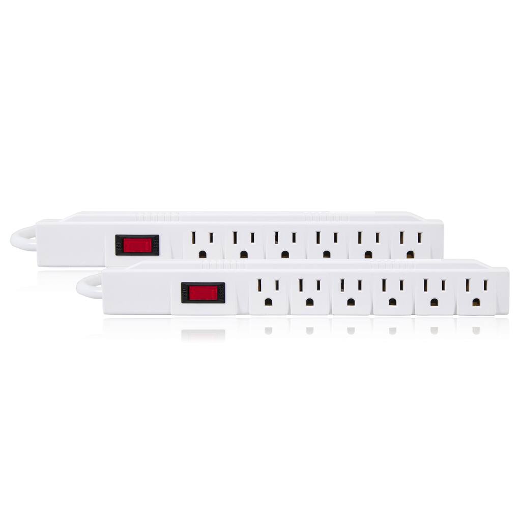 Maxxima 6 Outlet Power Strip 300 Joules (Pack of 2) - White