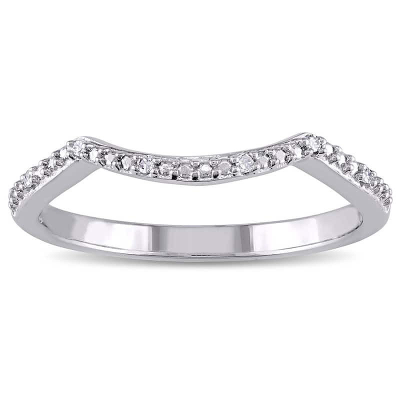 Miadora Sterling Silver Diamond Accent Contour Wedding Band - 5