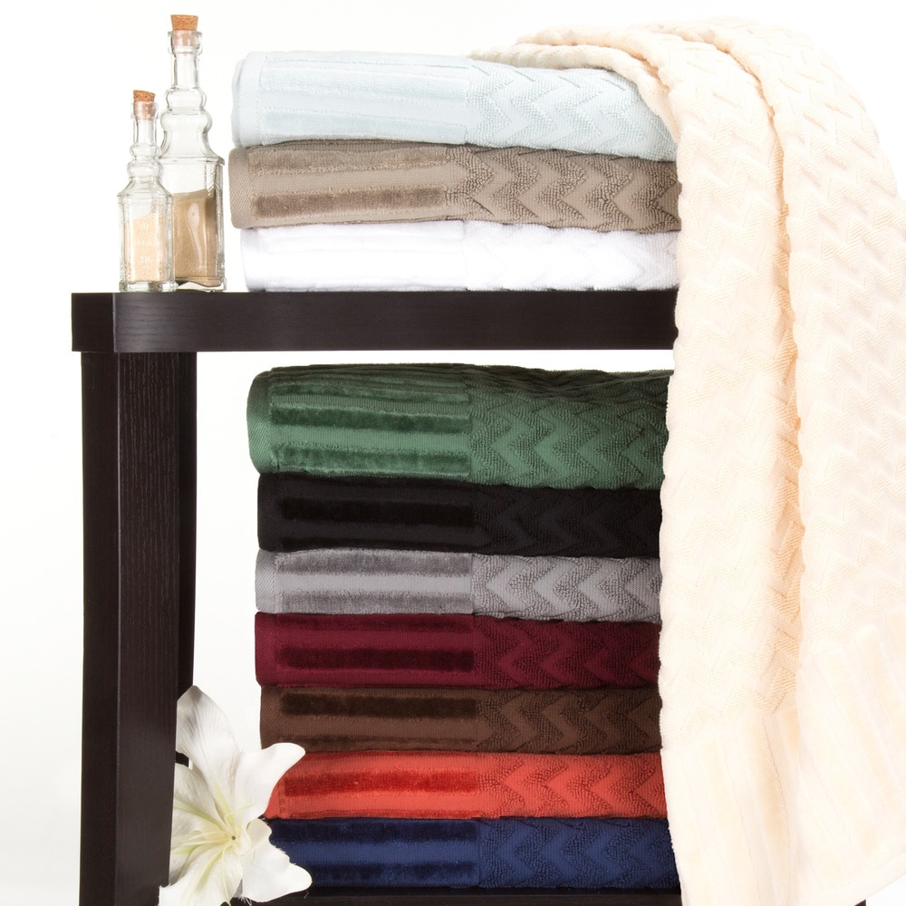 Superior 100-Percent Cotton Chevron 6-Piece Towel Set - White 