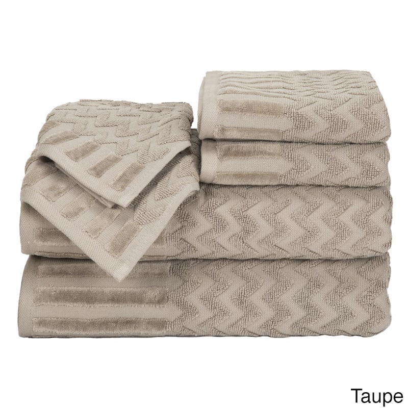 6-Piece Cotton Deluxe Plush Bath Towel Set – Chevron Patterned by Windsor Home