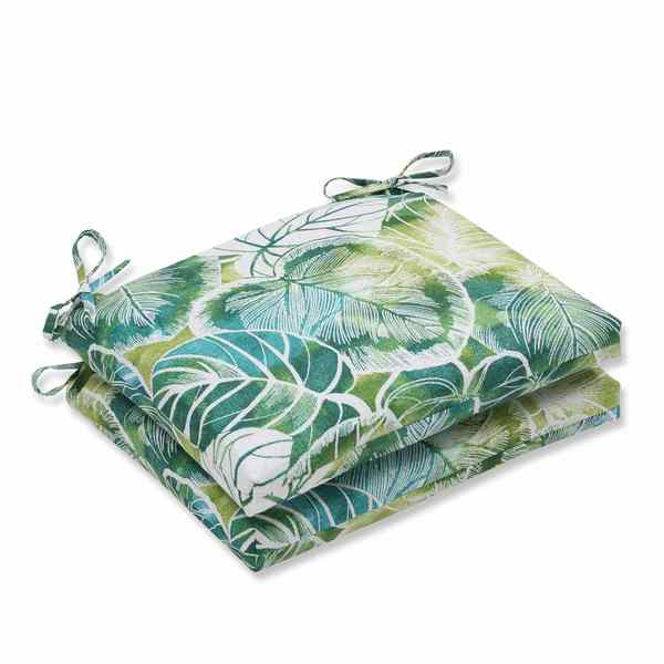 Pillow Perfect Outdoor/Indoor Omnia Lagoon Squared Corners Seat Cushion 20x20x3 Set of 2 