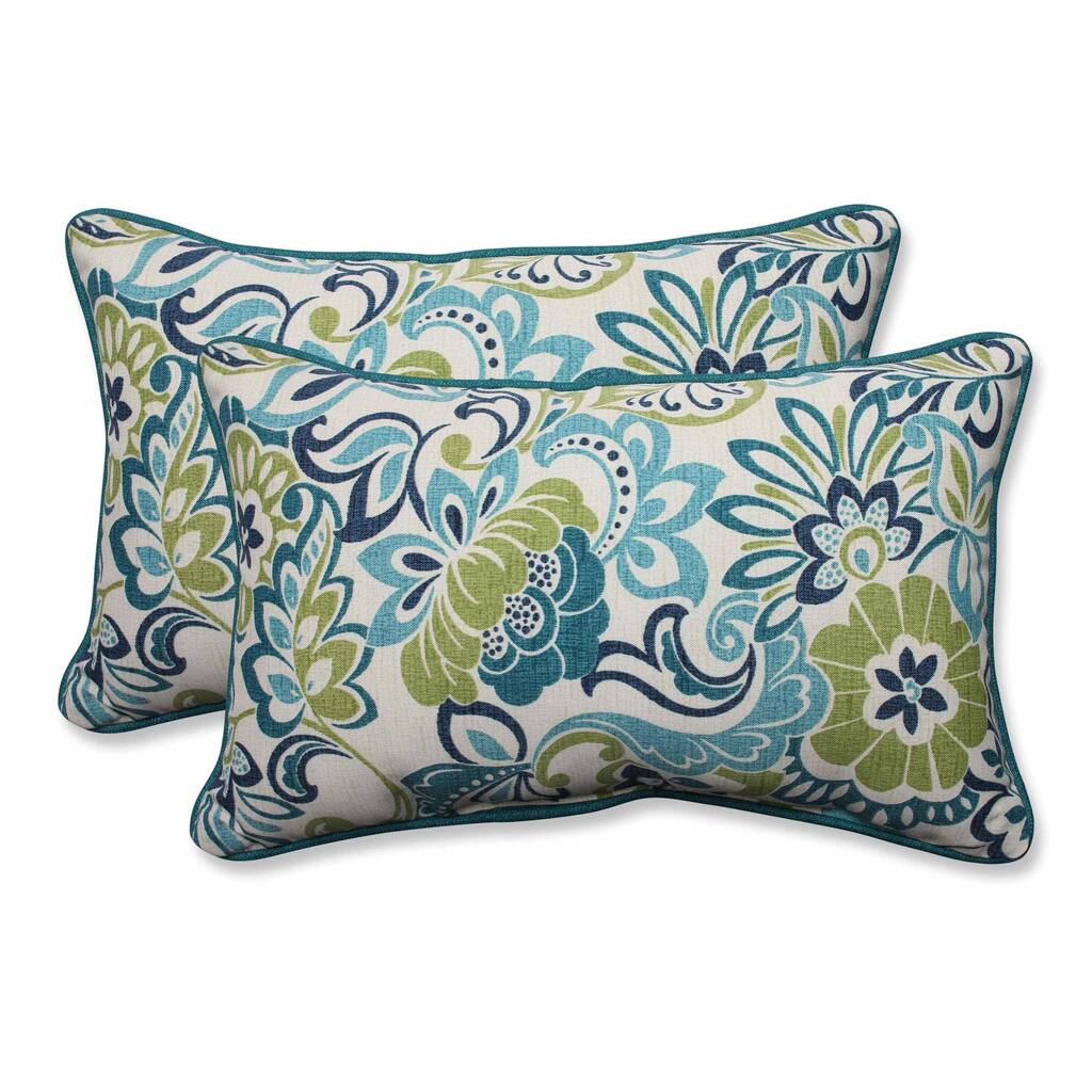 Pillow Perfect Outdoor/ Indoor Zoe Mallard Rectangular Throw Pillow (Set of 2)