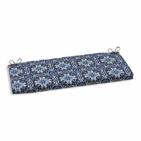 Pillow Perfect Outdoor/ Indoor Woodblock Prism Blue Bench Cushion