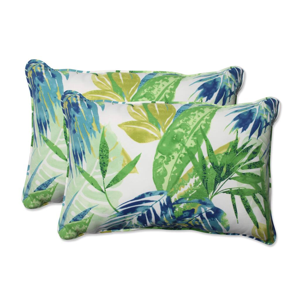 Pillow Perfect Outdoor/ Indoor Soleil Blue/Green Over-sized Rectangular Throw Pillow (Set of 2)