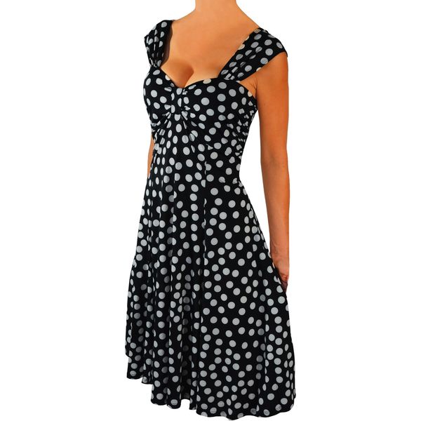 womens black and white polka dot dress