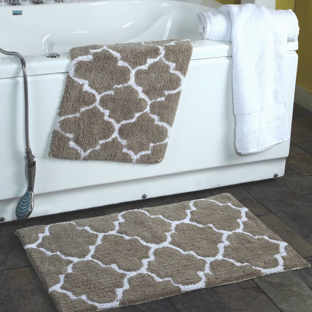 2-piece Moroccan Trellis 100-percent Cotton Bath Rug Set - 21 x 34