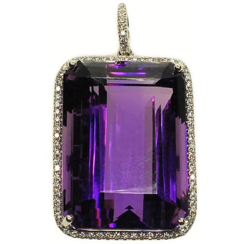 Kabella 14k White Gold Amethyst and 1/3ct TDW Diamond Pendant (G-H, SI2-SI3)