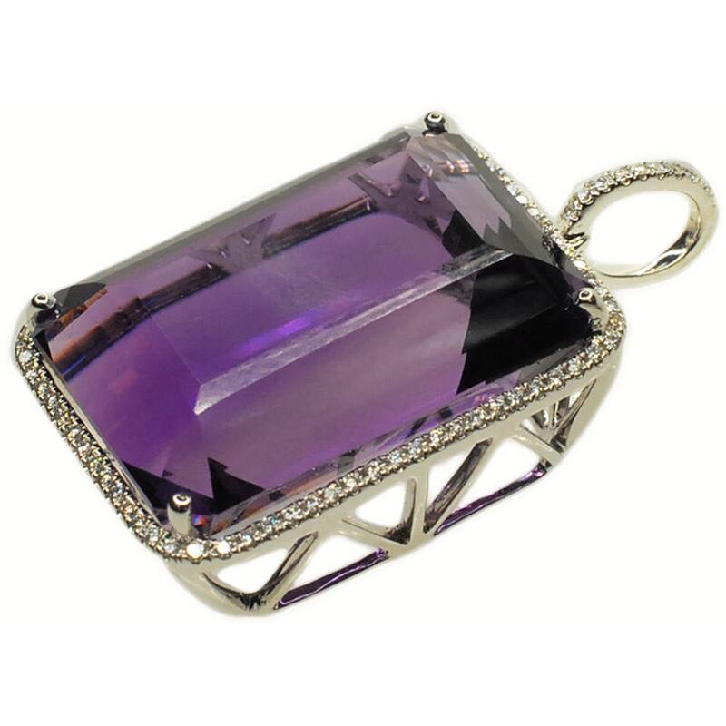 Kabella 14k White Gold Amethyst and 1/3ct TDW Diamond Pendant (G-H, SI2-SI3)