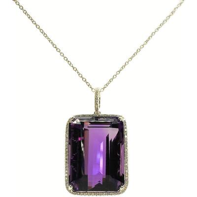 Kabella 14k White Gold Amethyst and 1/3ct TDW Diamond Pendant (G-H, SI2-SI3)