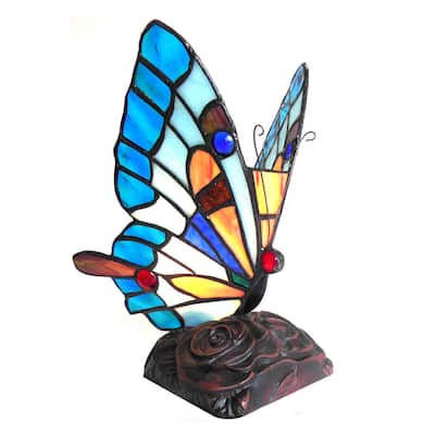 Tiffany-Style Butterfly Design 1-light Bronze Accent Lamp/Night Light
