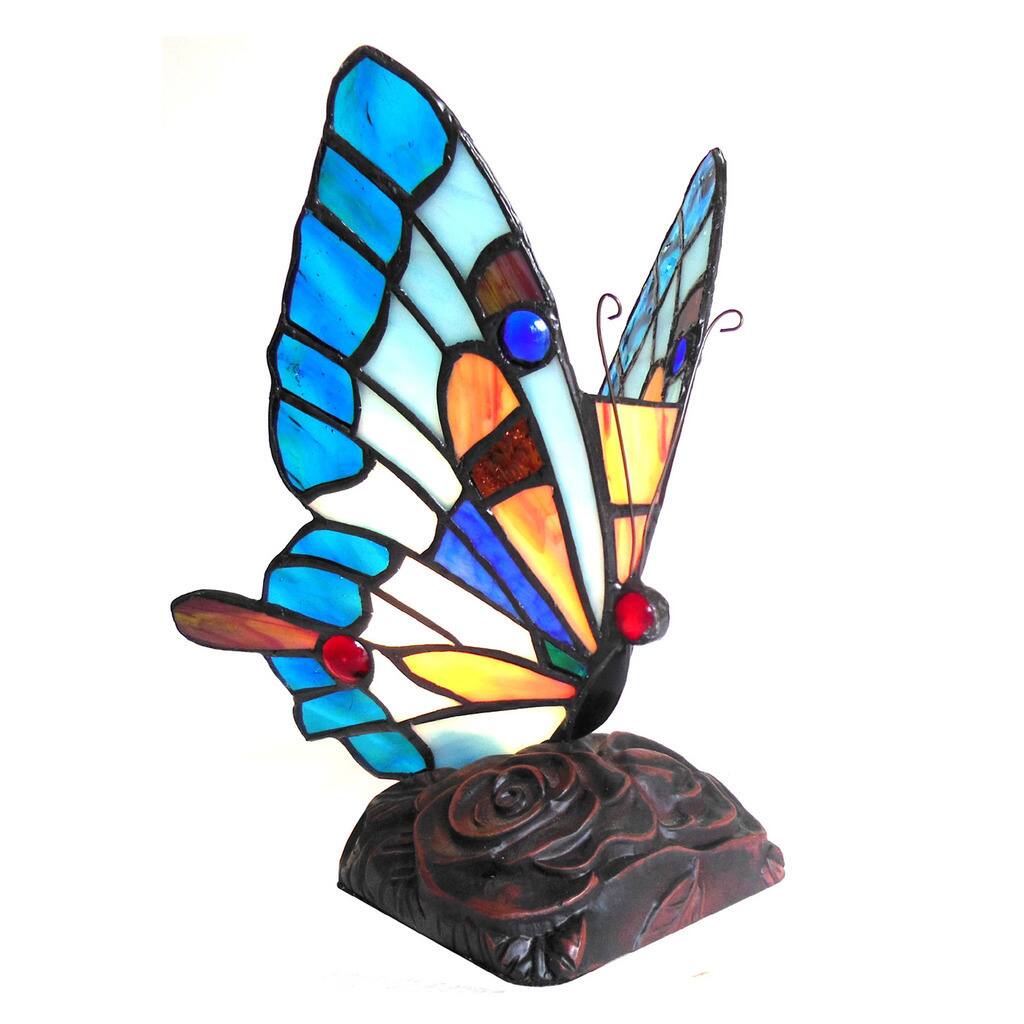 Tiffany-Style Butterfly Design 1-light Bronze Accent Lamp/Night Light