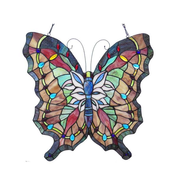 Chloe Tiffany Style Butterfly Design Window Panel/Suncatcher On Sale