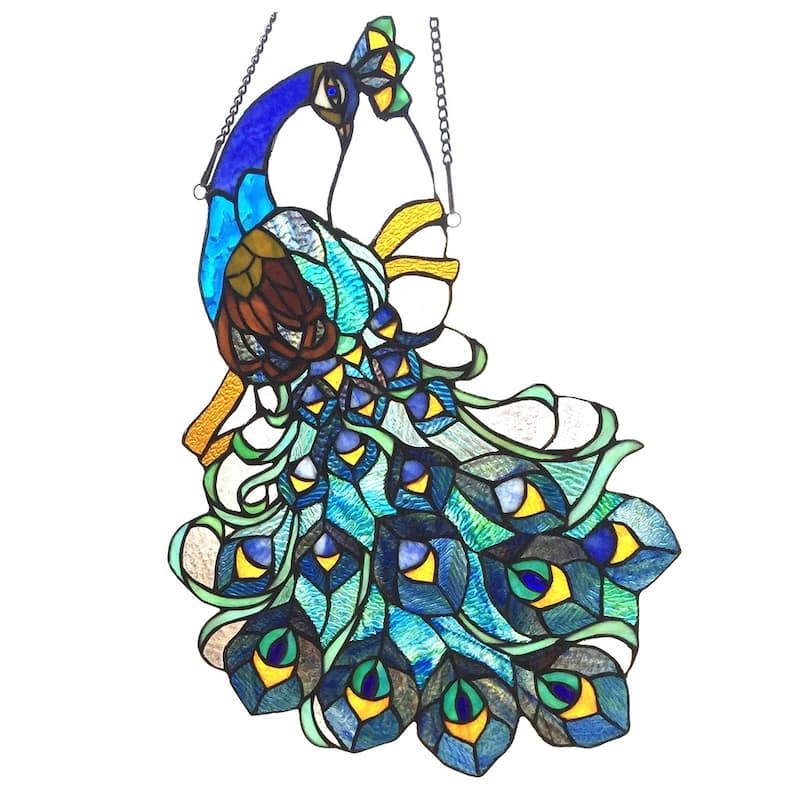 Chloe Tiffany Style Peacock Design Window Panel/Suncatcher