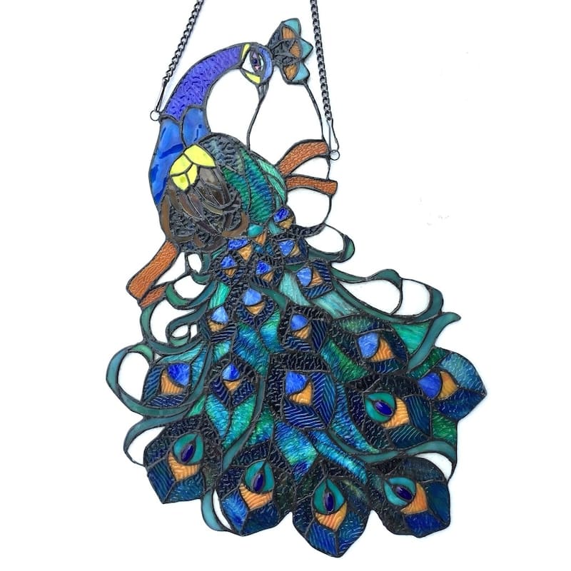 Chloe Tiffany Style Peacock Design Window Panel/Suncatcher