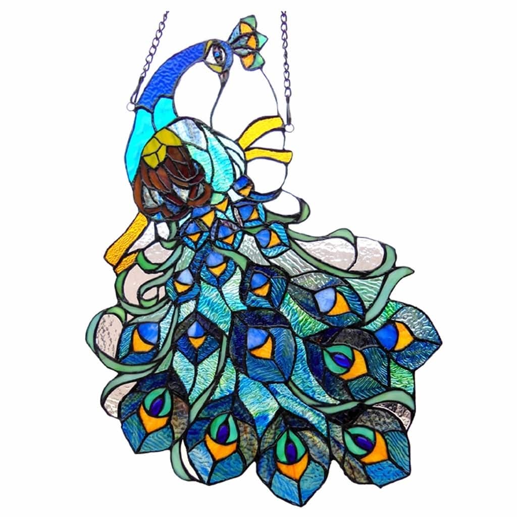 Chloe Tiffany Style Peacock Design Window Panel/Suncatcher