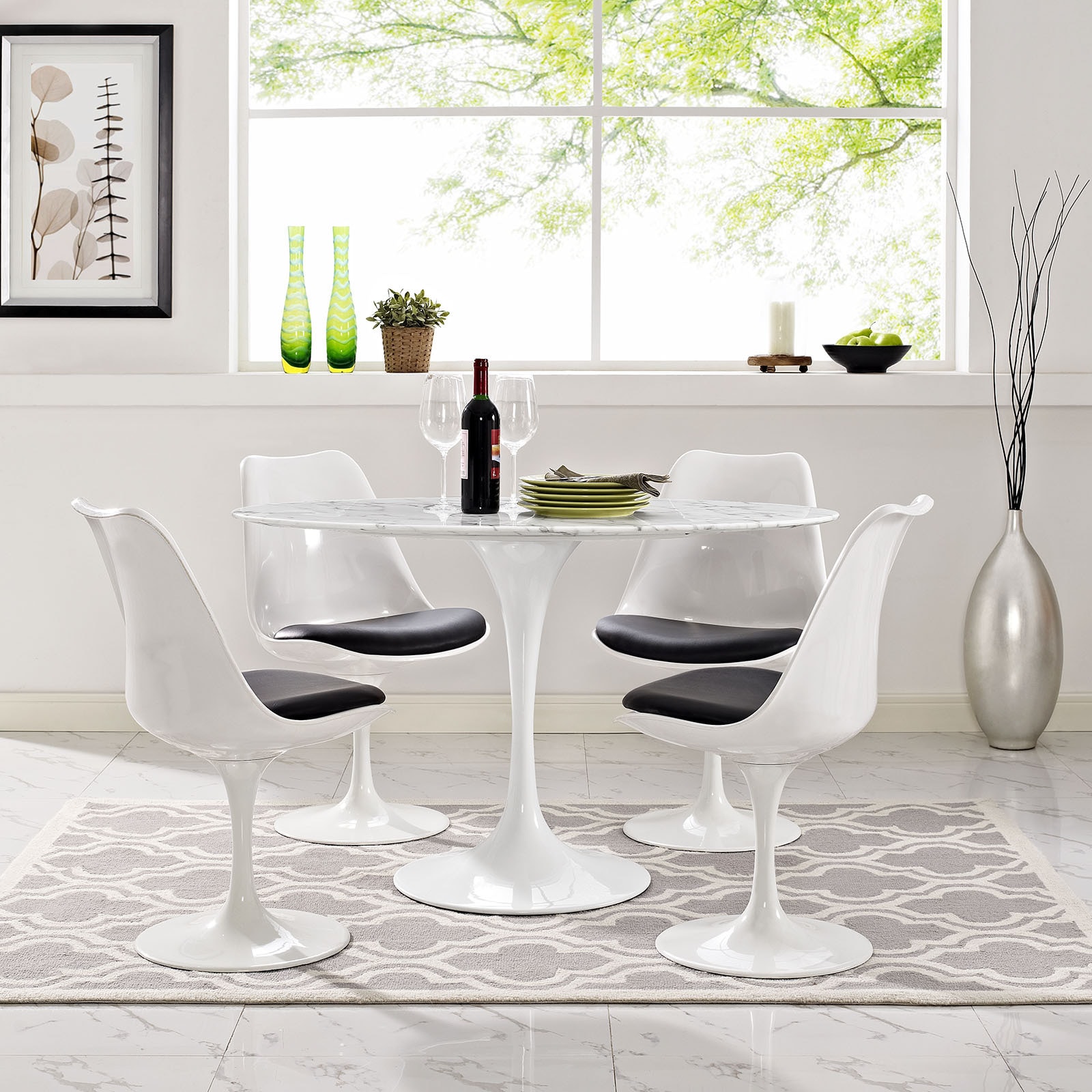 Lippa 48 Oval Shaped Artificial Marble Dining Table Free Lippa 48 Oval Shaped Artificial Marble Dining Table