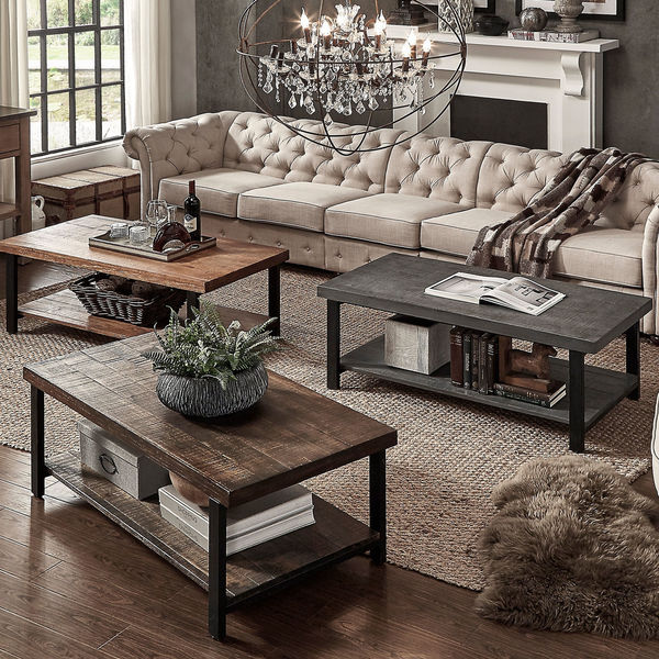 Cheap Industrial Coffee Table / Coffee (Table) Required | Industrial style coffee table ... - I love the light brown stained color on the top paired with the smoky black colors on the bottom, and the size.