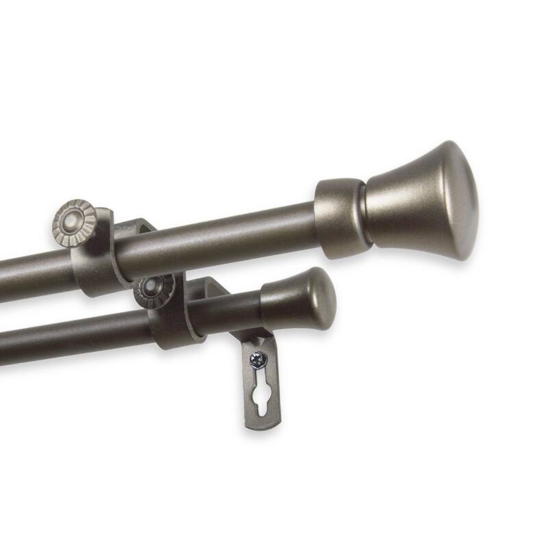 InStyleDesign Demi Adjustable Double Curtain Rod - 28 to 48 inches - Antique Gold
