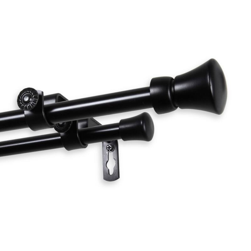 InStyleDesign Demi Adjustable Double Curtain Rod - 28 to 48 inches - Black