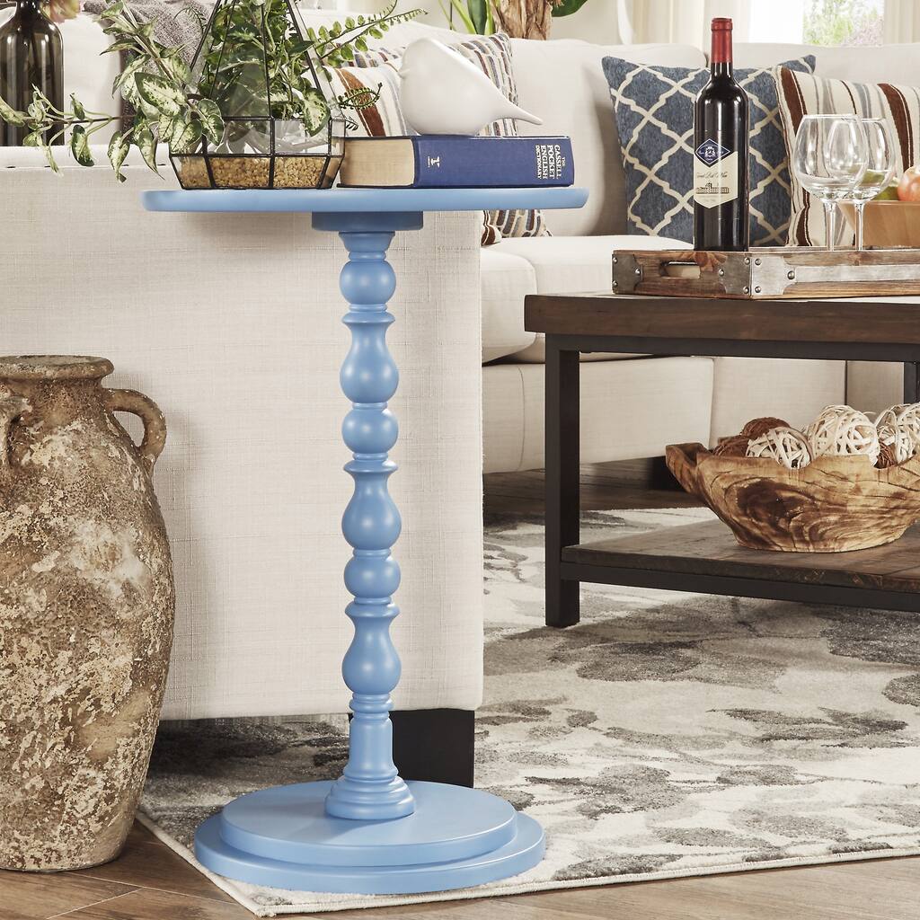 Acapella Sky Blue Round Accent End Table