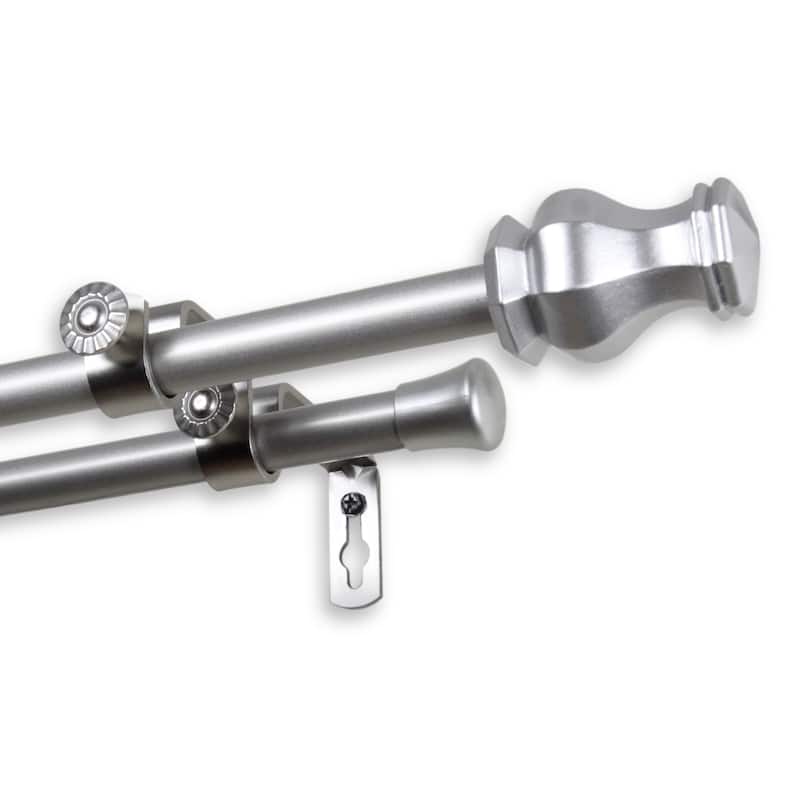 InStyleDesign Loren Double Curtain Rod - 28 to 48 inches - satin nickel