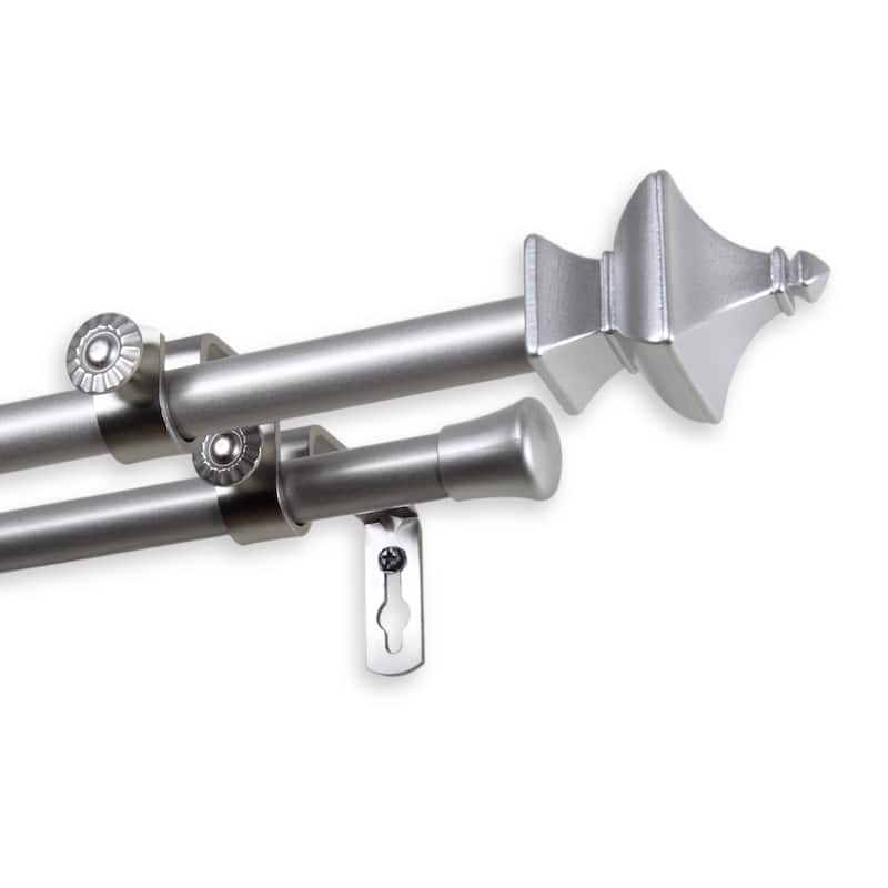 InStyleDesign Tierra Double Curtain Rod - 28 to 48 inches - satin nickel