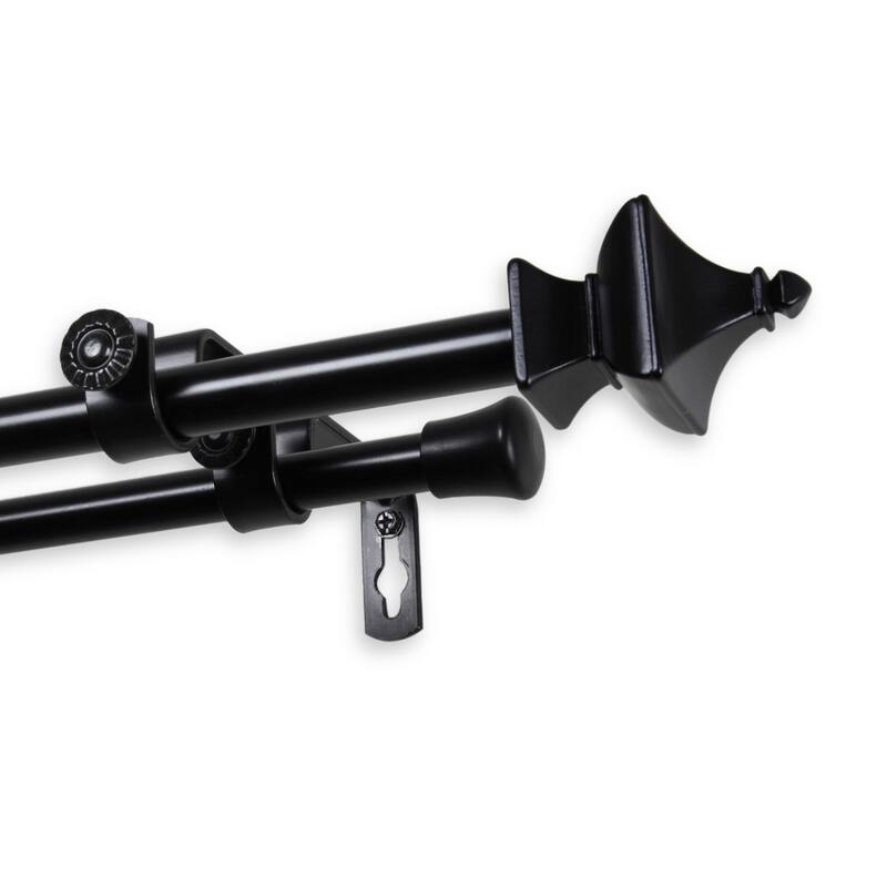 InStyleDesign Tierra Double Curtain Rod - 28 to 48 inches - Black