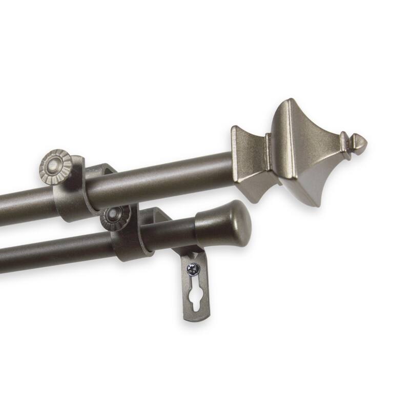 InStyleDesign Tierra Double Curtain Rod - 28 to 48 inches - Antique Gold