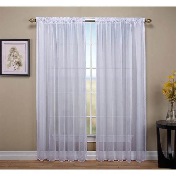 Tergaline Rod Pocket Tailored Semi Sheer Curtain Panel with Weighted ...